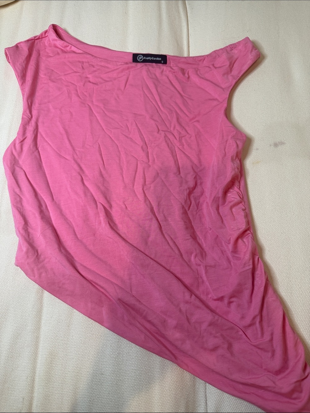 Pink Women's Asymmetric Boatneck Top